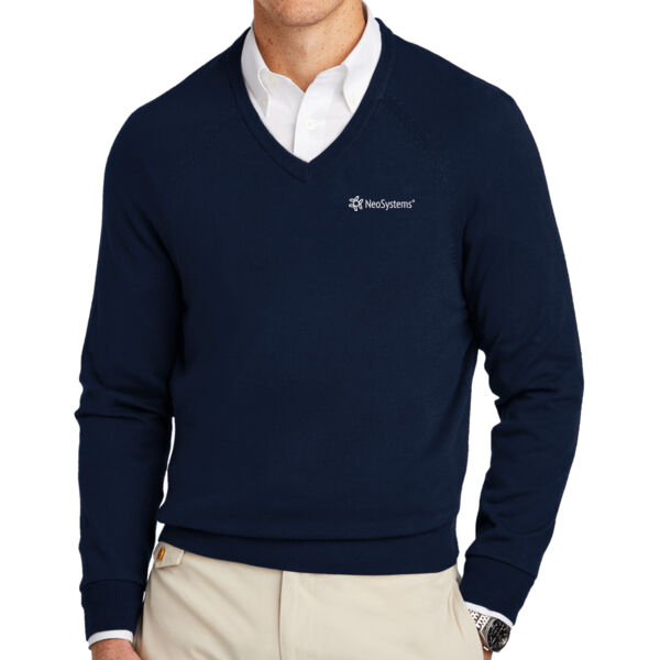   - Brooks Brothers® Cotton Stretch V Neck Sweater Thumbnail